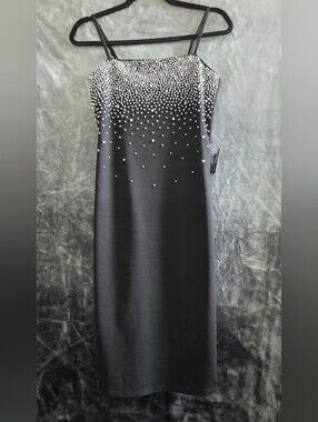 Express Black Midi Dress with Silver Crystal Detail XS